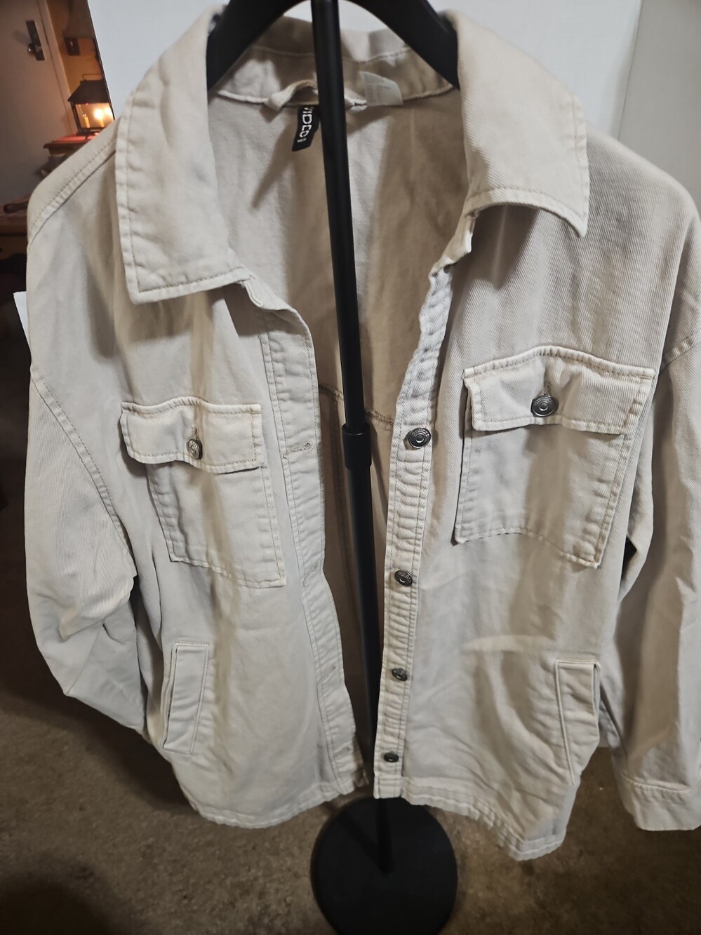H&M Women’s Cream Lightweight Shirt Jacket Relaxed Fit Small size